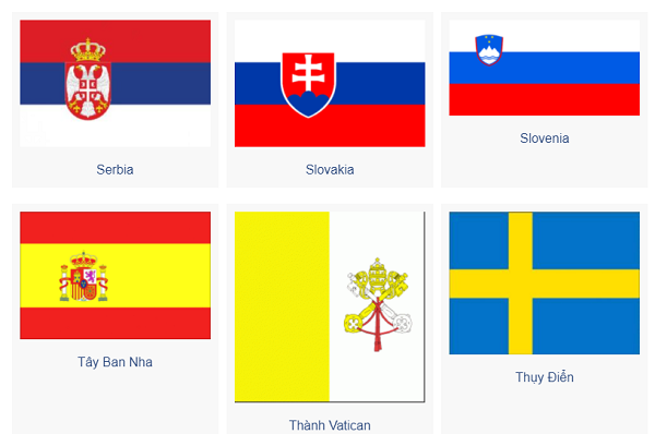 Danh sách cờ những nước Châu Âu theo gót trật tự chữ cái