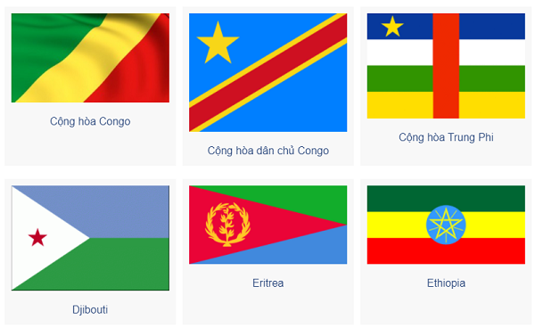 Danh sách cờ những nước Châu Phi bám theo trật tự chữ cái