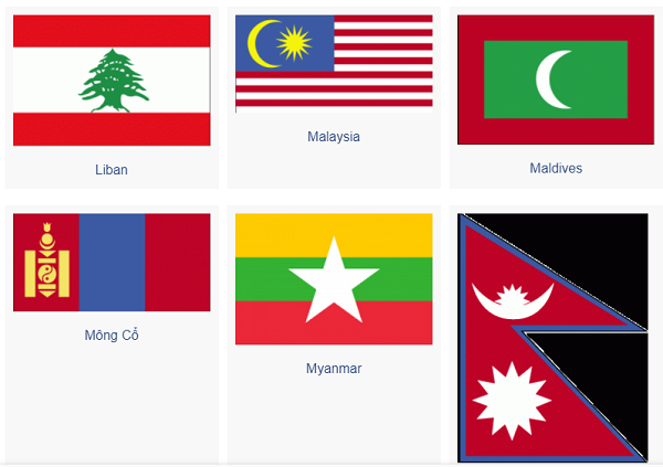 Danh sách cờ những nước Á Lục theo đòi trật tự chữ cái
