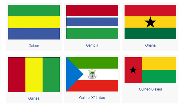 Danh sách cờ những nước Châu Phi bám theo trật tự chữ cái