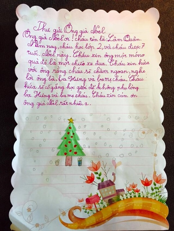Viết thư cho ông già Noel cùng những họa tiết được vẽ bằng tay vô cùng đáng yêu