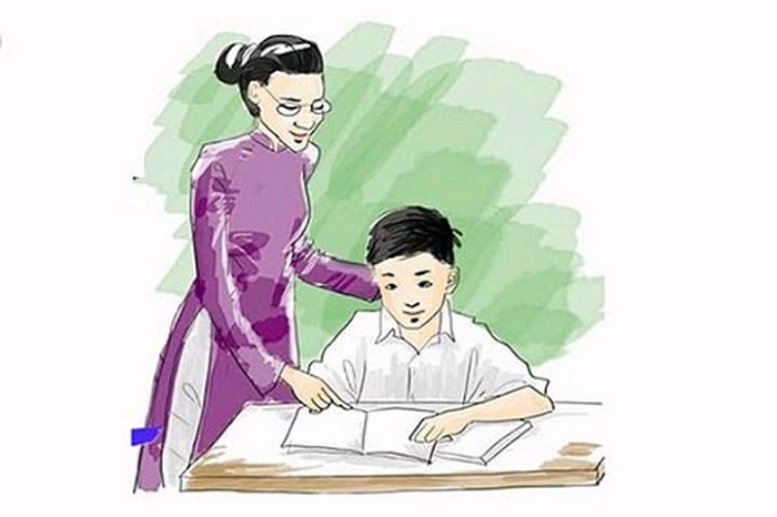 Vẽ giành giật thầy giáo đang được quan tâm giảng bài bác mang đến học tập sinh