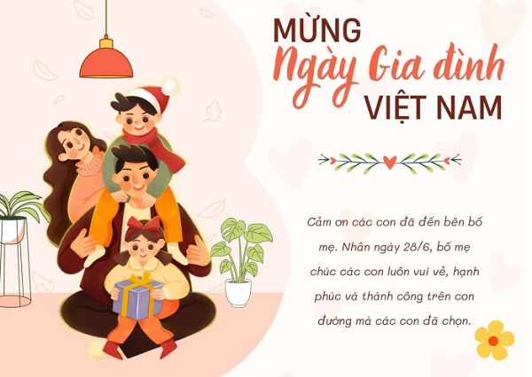 Top 20+ mẫu thiệp chúc mừng ngày Gia đình Việt Nam đẹp