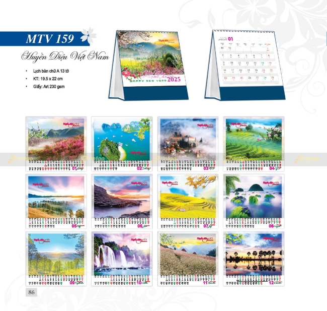 Một số mẫu lịch để bàn chữ a của nhà Mỹ Thuật Việt