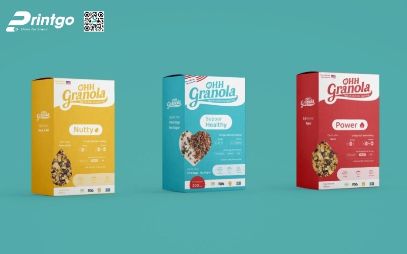 Bao bì granola dạng hộp carton mềm Bao bì granola dạng hộp carton mềm