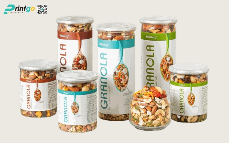 Bao bì granola dạng hũ nhựa, lọ thuỷ tinh Bao bì granola dạng hũ nhựa, lọ thuỷ tinh