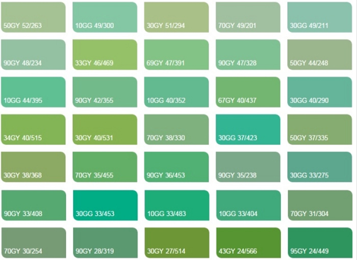 Các loại màu xanh lục