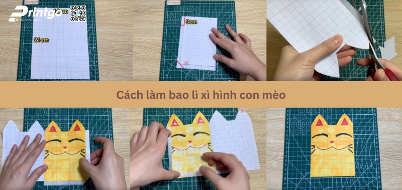 Cách làm bao lì xì hình con mèo dễ thương Cách làm bao lì xì hình con mèo dễ thương