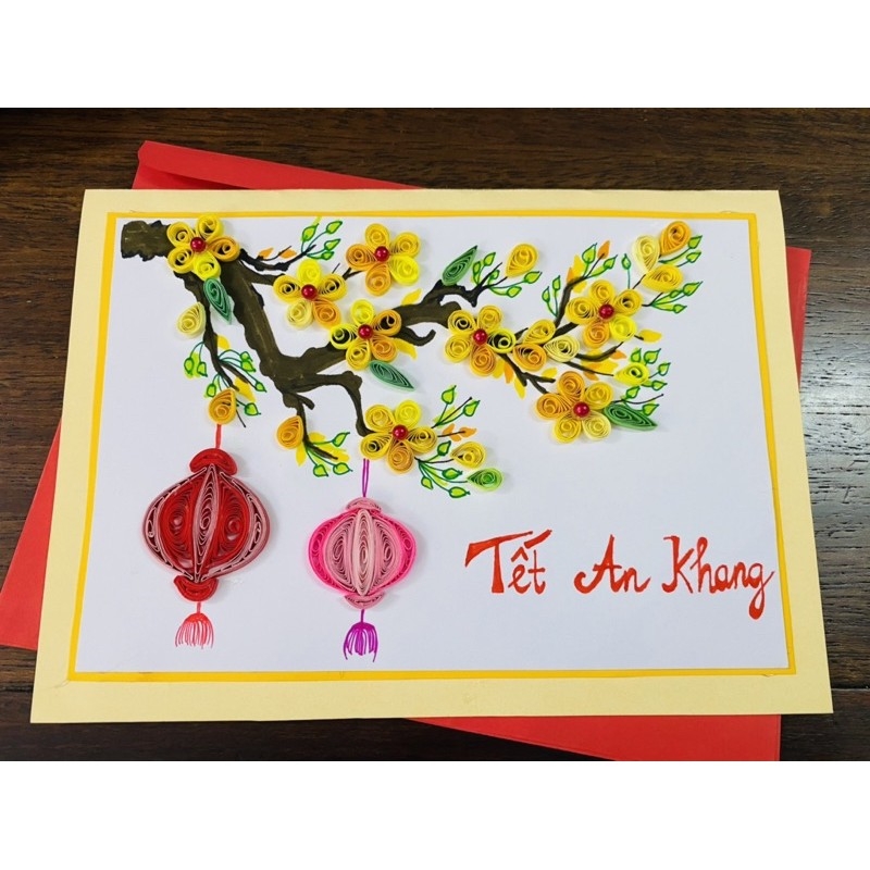 Thiệp chúc mừng năm mới đèn lồng trang trí Thiệp chúc mừng năm mới đèn lồng trang trí