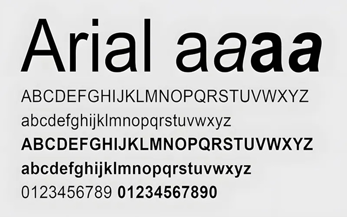 font chữ thiết kế name card Arial