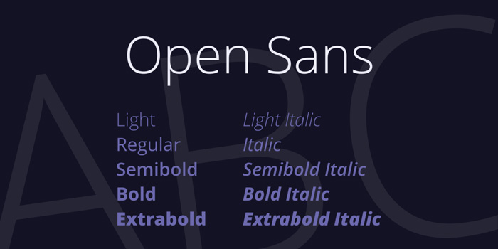 Font chữ in sách Open sans