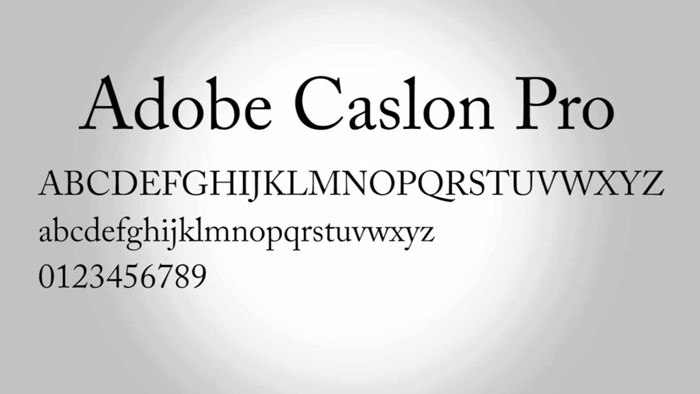 Font chữ in sách Caslon
