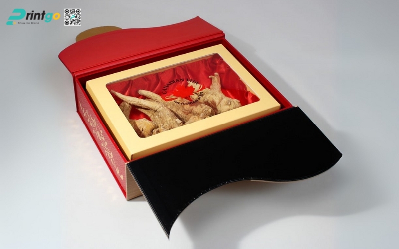 Mẫu in hộp sâm dạng cánh bướm độc đáo Mẫu in hộp sâm dạng cánh bướm độc đáo