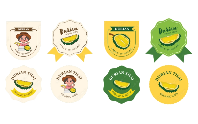 Tem xuất khẩu sầu riêng tròn dán trực tiếp lên trái Tem xuất khẩu sầu riêng tròn dán trực tiếp lên trái