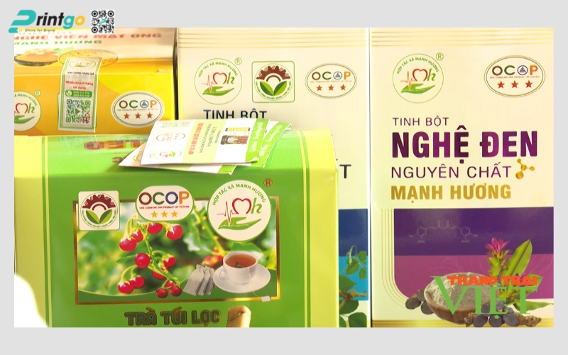 Một số mẫu tem bao bì có logo OCOP 3 sao thực tế Một số mẫu tem bao bì có logo OCOP 3 sao thực tế