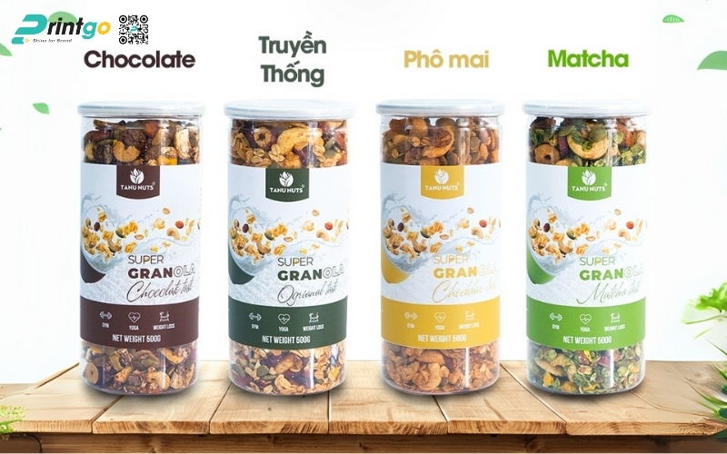 Bao bì granola dạng hũ nhựa, lọ thuỷ tinh Bao bì granola dạng hũ nhựa, lọ thuỷ tinh