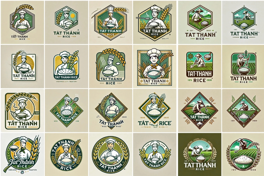 Các mẫu logo gạo theo phong cách cổ điển Các mẫu logo gạo theo phong cách cổ điển