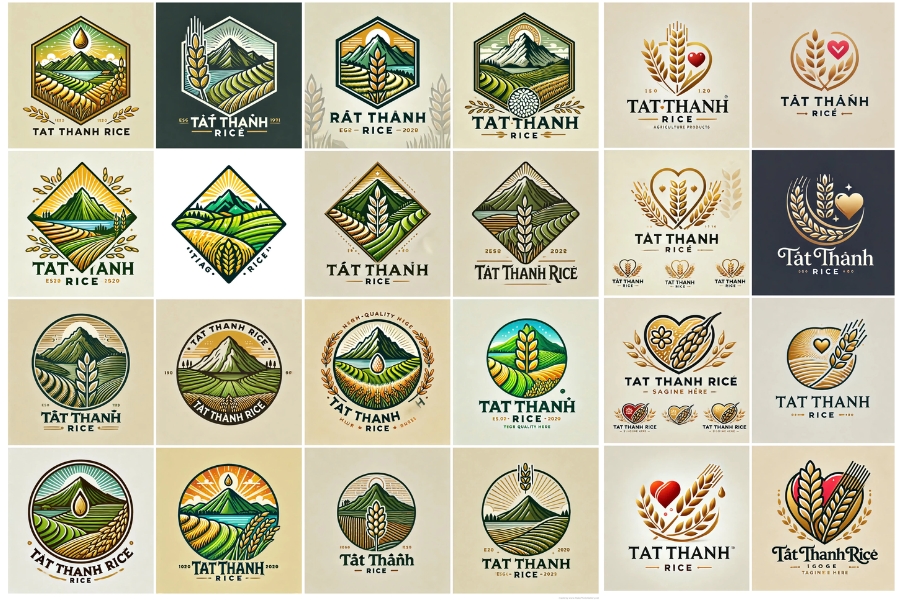 Các mẫu logo gạo theo phong cách cổ điển Các mẫu logo gạo theo phong cách cổ điển