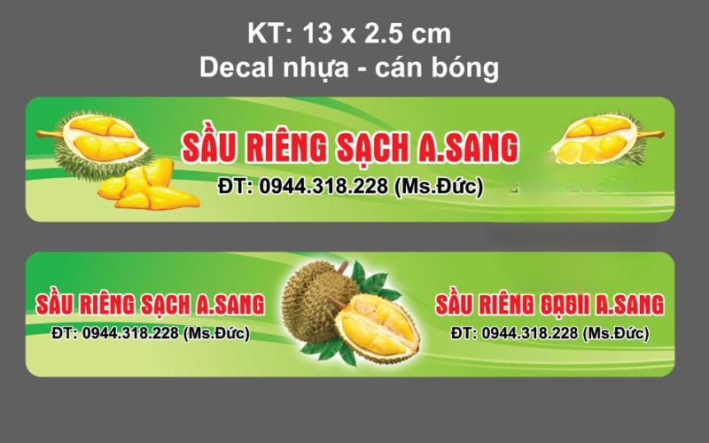 Tem dán cuống sầu riêng hoặc bao lưới Tem dán cuống sầu riêng hoặc bao lưới