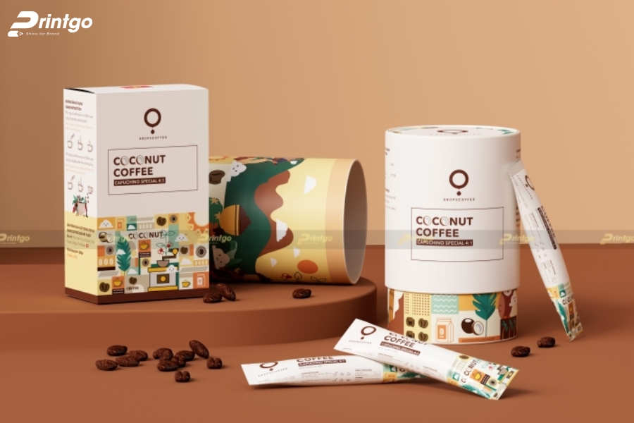 Thiết kế hộp trụ tròn đựng cà phê hoà tan Thiết kế hộp trụ tròn đựng cà phê hoà tan