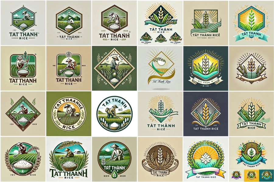 Các mẫu logo gạo theo phong cách cổ điển Các mẫu logo gạo theo phong cách cổ điển