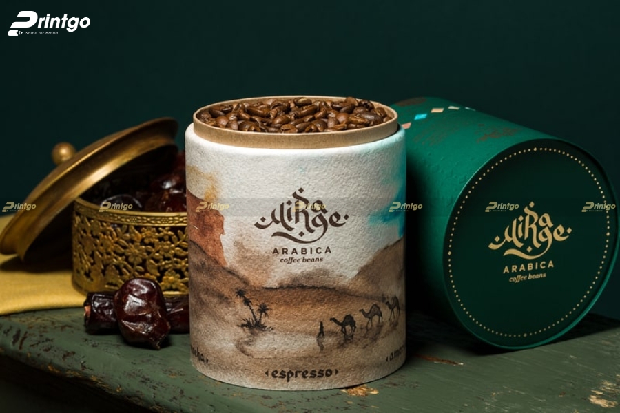 Bao bì cà phê dạng hình trụ nhỏ gọn sang trọng Bao bì cà phê dạng hình trụ nhỏ gọn sang trọng
