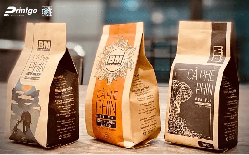 Mẫu in bao bì cà phê dạng túi kraft Mẫu in bao bì cà phê dạng túi kraft