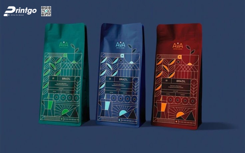 Một số mẫu in bao bì cà phê dạng túi hàn biên Một số mẫu in bao bì cà phê dạng túi hàn biên