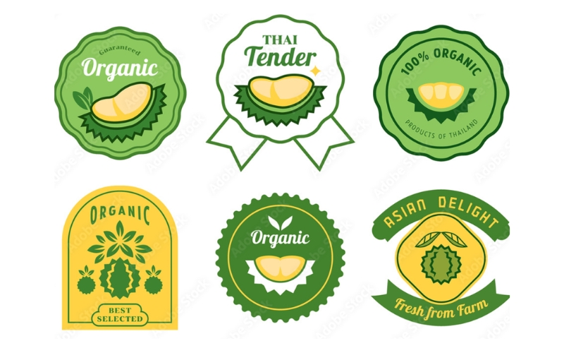 Tem xuất khẩu sầu riêng tròn dán trực tiếp lên trái Tem xuất khẩu sầu riêng tròn dán trực tiếp lên trái