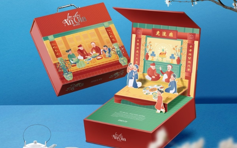 Hộp trung thu 3D dạng hộp nắp nam châm Hộp trung thu 3D dạng hộp nắp nam châm