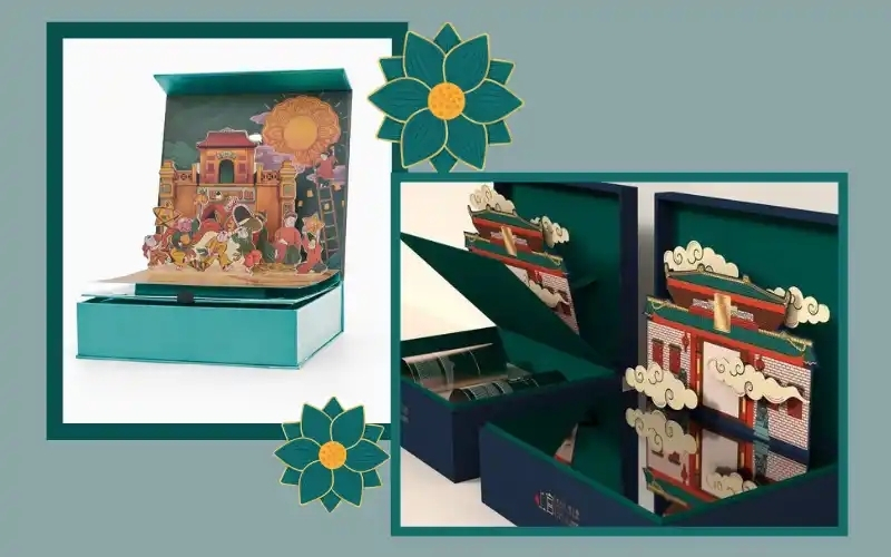 Hộp trung thu 3D dạng hộp nắp nam châm Hộp trung thu 3D dạng hộp nắp nam châm