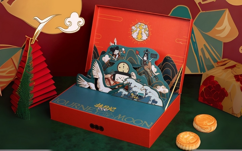 Hộp trung thu 3D dạng hộp nắp âm dương Hộp trung thu 3D dạng hộp nắp âm dương