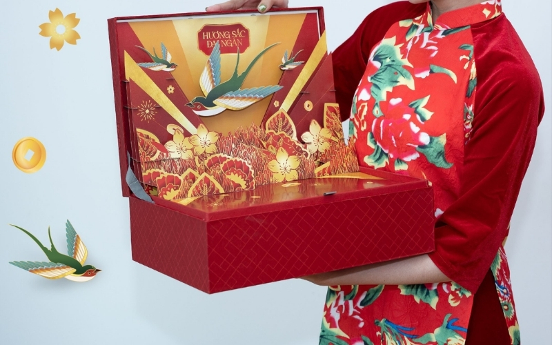 Hộp trung thu 3D dạng hộp nắp âm dương Hộp trung thu 3D dạng hộp nắp âm dương