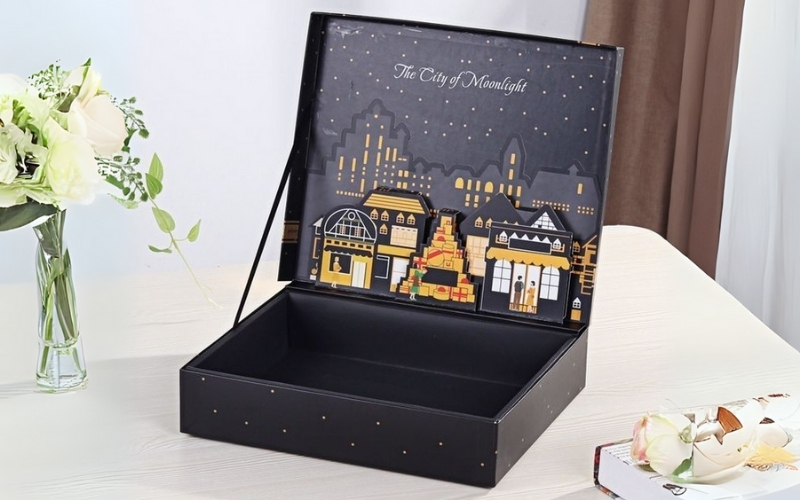 Hộp trung thu 3D dạng hộp nắp âm dương Hộp trung thu 3D dạng hộp nắp âm dương