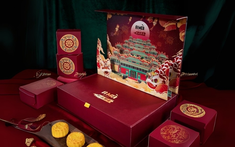 Hộp trung thu 3D dạng hộp nắp nam châm Hộp trung thu 3D dạng hộp nắp nam châm