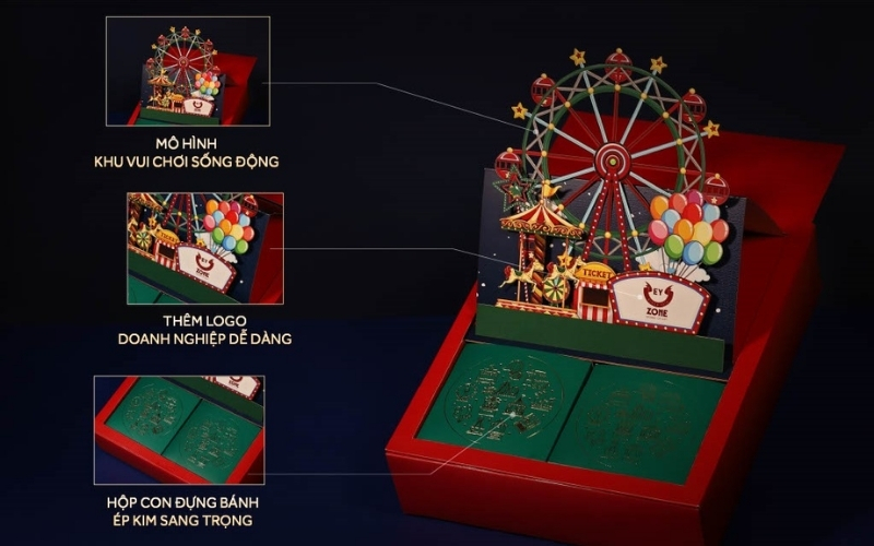 Hộp trung thu 3D dạng hộp nắp nam châm Hộp trung thu 3D dạng hộp nắp nam châm