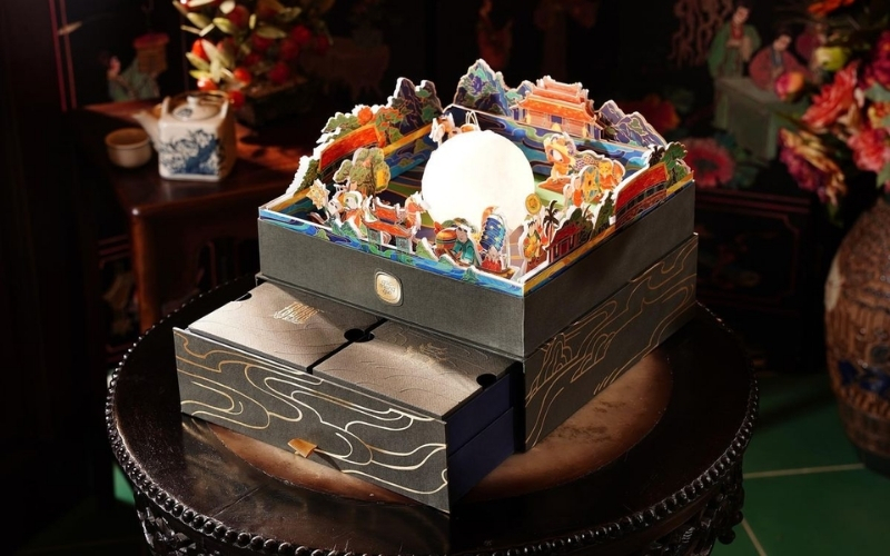 Hộp trung thu 3D dạng hộp nắp âm dương Hộp trung thu 3D dạng hộp nắp âm dương