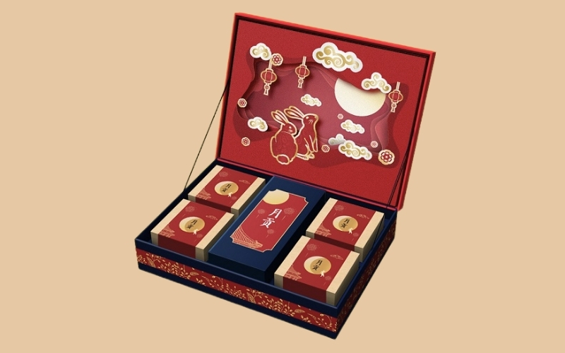 Hộp trung thu 3D dạng hộp nắp âm dương Hộp trung thu 3D dạng hộp nắp âm dương