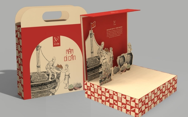 Hộp trung thu 3D dạng hộp nắp nam châm Hộp trung thu 3D dạng hộp nắp nam châm