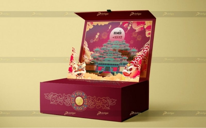Hộp trung thu 3D dạng hộp nắp nam châm Hộp trung thu 3D dạng hộp nắp nam châm