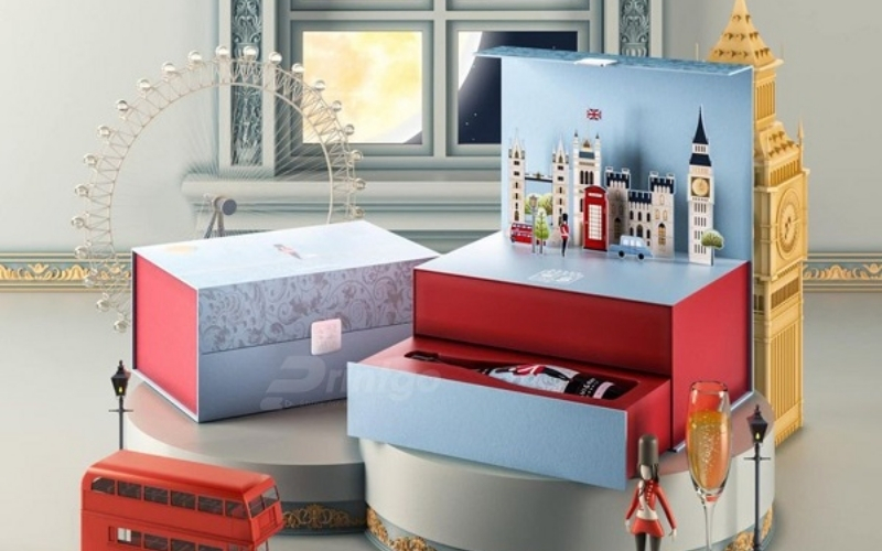 Hộp trung thu 3D dạng hộp nắp nam châm Hộp trung thu 3D dạng hộp nắp nam châm