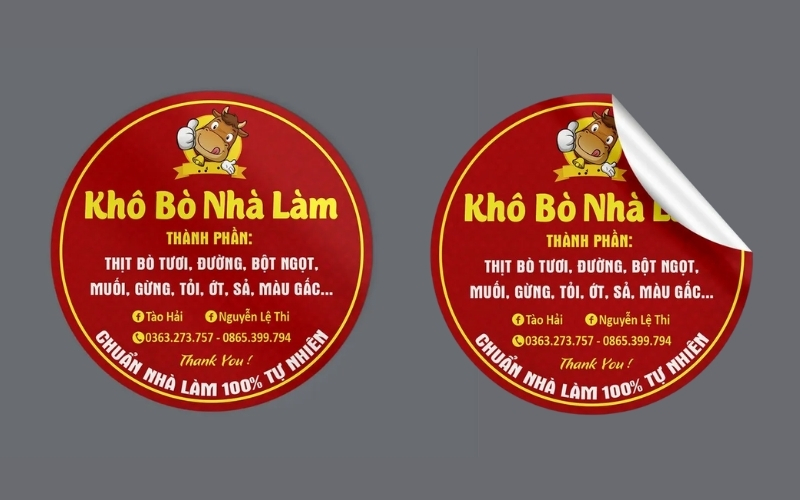 Mẫu tem nhãn bò khô thiết kế tối giản Mẫu tem nhãn bò khô thiết kế tối giản