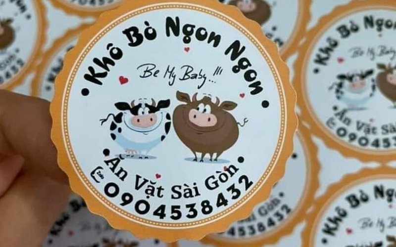 Mẫu tem nhãn bò khô thiết kế tối giản Mẫu tem nhãn bò khô thiết kế tối giản