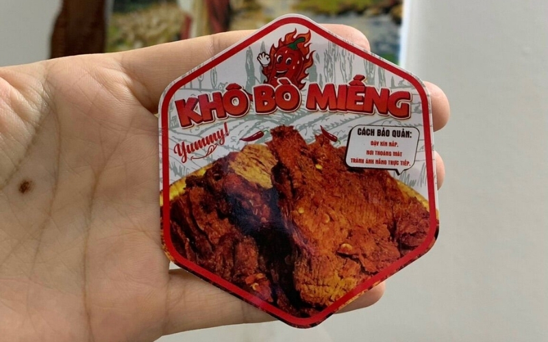 Mẫu tem nhãn bò khô thiết kế tối giản Mẫu tem nhãn bò khô thiết kế tối giản