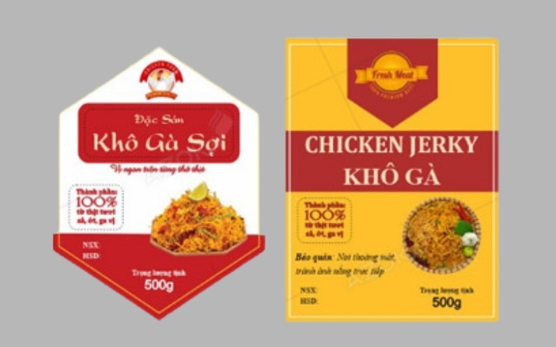 Mẫu tem nhãn bò khô thiết kế tối giản Mẫu tem nhãn bò khô thiết kế tối giản