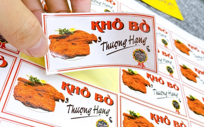 Mẫu tem nhãn bò khô thiết kế tối giản Mẫu tem nhãn bò khô thiết kế tối giản