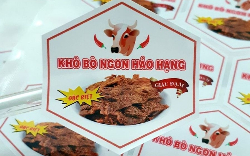 Mẫu tem nhãn bò khô thiết kế tối giản Mẫu tem nhãn bò khô thiết kế tối giản
