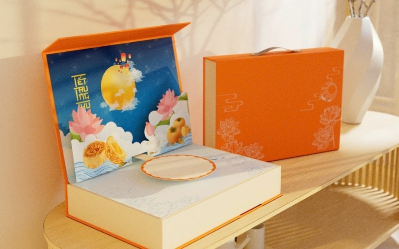 Hộp trung thu 3D dạng hộp nắp nam châm Hộp trung thu 3D dạng hộp nắp nam châm