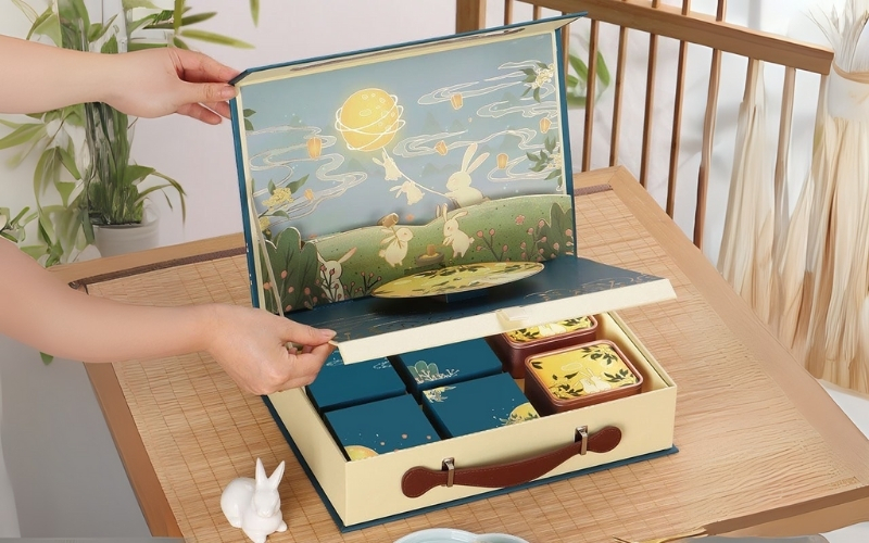 Hộp trung thu 3D dạng hộp nắp nam châm Hộp trung thu 3D dạng hộp nắp nam châm