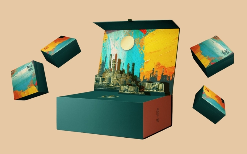 Hộp trung thu 3D dạng hộp nắp nam châm Hộp trung thu 3D dạng hộp nắp nam châm